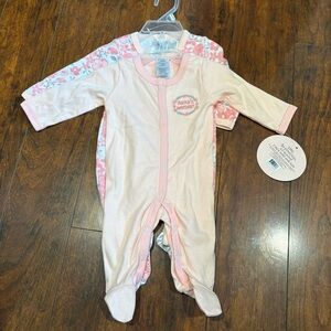 NWT little beginnings Pink Baby Girls' One-Piece Footed Sleepers - 2 Pack